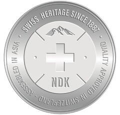 NDK SWISS HERITAGE SINCE 1887 · QUALITY APPROVED IN SWITZERLAND - ASSEMBLED IN ASIA ·