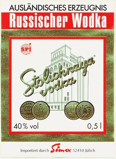 Russischer Wodka Stolichnaya vodka