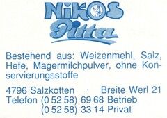 NiKOS Pitta Bestehend aus: Weizenmehl, Salz, Hefe, Magermilchpulver, ohne Konservierungsstoffe.