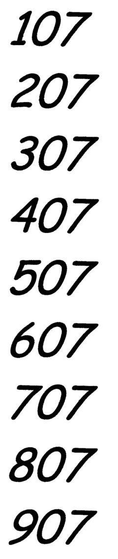 107, 207, 307, 407, 507, 607, 707, 807, 907