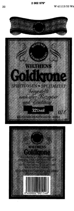 WILTHENER WEINBRENNEREI WILTHENS Goldkrone