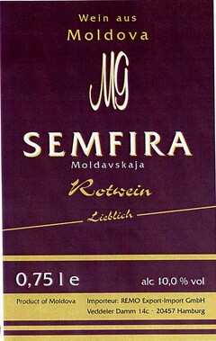 Wein aus Moldova SEMFIRA Rotwein Lieblich