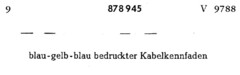 blau-gelb-blau bedruckter Kabelkennfaden