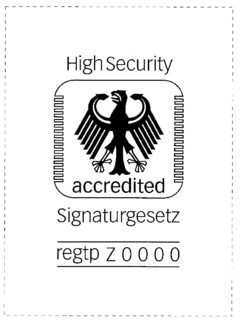 High Security accredited Signaturgesetz regtp Z 0000