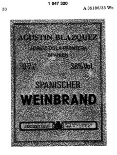 AGUSTIN BLAZQUEZ JEREZ DE LA FRONTERA SPANIEN SPANISCHER WEINBRAND