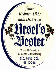 feiner Kräuter-Likör nach Dr.Breuer Urse´s Bester Ursula Heinen-Rau D-82008 Unterhaching nlc.43% vol. e 100ml