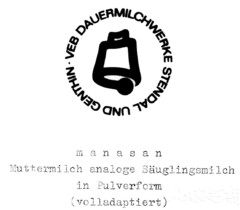 manasan Muttermilch analoge Säuglingsmilch in Pulverform (volladaptiert)  VEB DAUERVOLLMILCHWERKE STENDAL UND GENTHIN