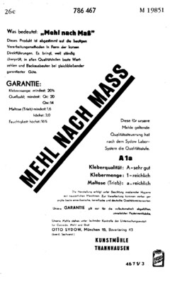 MEHL NACH MASS KUNSTMÜHLE THANNHAUSEN