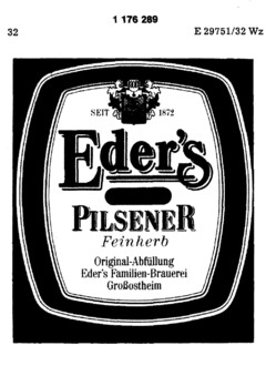 SEIT 1872 Eder's PILSENER Reine Obergärung Original-Abfüllung