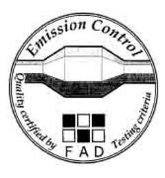 Emission Control quality certified by FAD Testing criteria