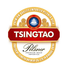 PREMIUM QUALITY IMPORTED PILSNER BEER TSINGTAO Pilsner PREMIUM BEER IMPORTED CRAFTED BY TSINGTAO BREWERY CO., LTD. IN QINGDAO, CHINA