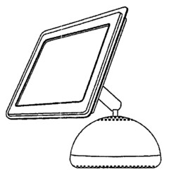 The mark consists of the configuration of a computer, including a roughly hemispherical base, a cylindrical adjustable arm, and a rectangular flat computer screen suspended from the adjustable arm.