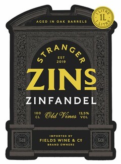 AGED IN OAK BARRELS STRANGER ZINS ZINFANDEL OLD VINES FIELDS WINE&GO