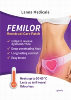 Lanna Medicale FEMILOR Menstrual Care Patch Helps to releave  dysmenorrhea Deep penetrating heat Long lasting comfort Easy to use Heats up to 50-60 °C  Lasts up to 8 hours! 1 patch