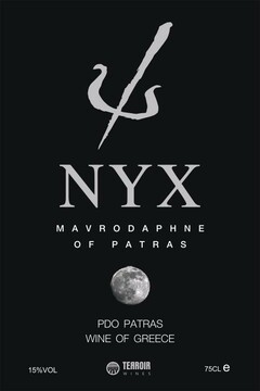 NYX MAVRODAPHNE OF PATRAS  PDO PATRAS WINE OF GREECE 15 % VOL TERROIR WINES 75CL e