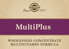 SOLGAR Since 1947 MultiPlus WHOLEFOOD CONCENTRATE MULTIVITAMIN FORMULA