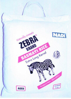 ZEBRA BRAND Naturally Aromatic NADI BASMATI RICE Extra Long Kernel Supreme Quality AGED 5 Kg