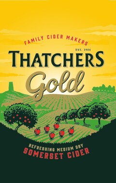 FAMILY CIDER MAKERS EST.1904 THATCHERS GOLD REFRESHING MEDIUM DRY SOMERSET CIDER