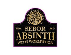 SEBOR ABSINTH WITH WORMWOOD 55%vol. PRODUCE OF CZECH REPUBLIC 50cl