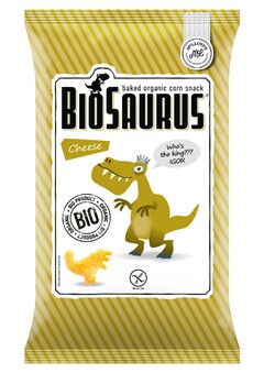 BIOSAURUS baked organic corn snack Cheese Who's the king??? IGOR BIO PRODUCT ORGANIC BIO