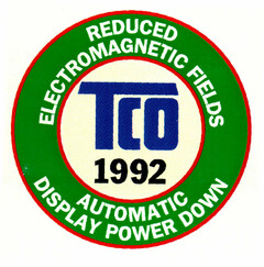 TCO 1992 REDUCED ELECTROMAGNETIC FIELDS AUTOMATIC DISPLAY POWER DOWN