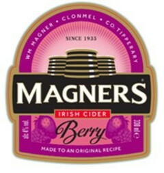 WM MAGNER CLONMEL CO. TIPPERARY SINCE 1935 MAGNERS IRISH CIDER BERRY MADE TO AN ORIGINAL RECIPE