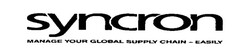 syncron MANAGE YOUR GLOBAL SUPPLY CHAIN-EASILY