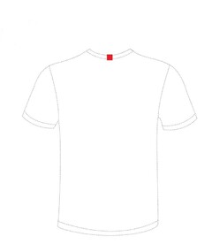 Le contour du tee-shirt ne fait pas partie de la marque, mais sert uniquement à mettre en évidence l’emplacement de la couleur rouge, pantone 485 C, visé par l’enregistrement.