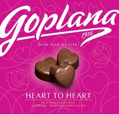 Goplana 1912 NICE SIDE OF LIFE HEART TO HEART MILK CHOCOLATES WITH RASPBERRY - ROSE FLAVOURED FILLING L´AMOUR LOVE