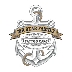 MR BEAR FAMILY HURRY UP TO INK UP Est. 2012 TATTOO CARE All Natural Tattoo Products