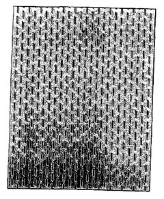 The mark consists of a patterned surface of indefinite length and width comprising indentations in parallel broken lines, with adjacent lines being offset in relation to one another to give an appearance of diagonal lines across the patterned surface.