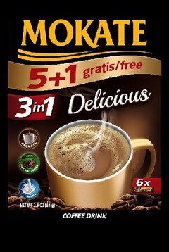 MOKATE 5+1 gratis/free 3in1 Delicious AROMATIC WITH INSTANT COFFEE MILKY COFFEE DRINK
