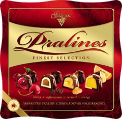 SOLIDARNOŚĆ PRALINES FINEST SELECTION AKSAMITNE PRALINY CZEKOLADOWEJ SOLIDARNOŚCI CHERRY COFFEE -CREAM CARAMEL ORANGE