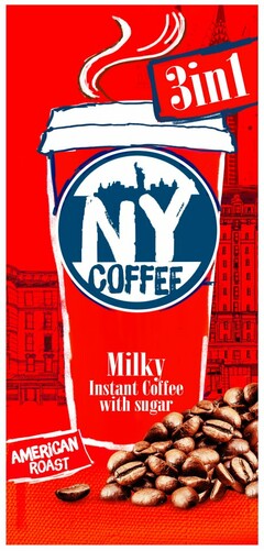 3 in 1 NY COFFEE Milky Instant Coffee with sugar AMERICAN ROAST