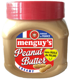 MENGUY'S PEANUT BUTTER CREAMY FABRIQUÉ EN FRANCE SAN HUILE DE PALME