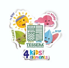 TESSERA SUSTAINABLE PACKAGING 4 Kids elements I'm Leafy I'm Ray I'm Windy I'm Drop EARTH FIRE AIR WATER