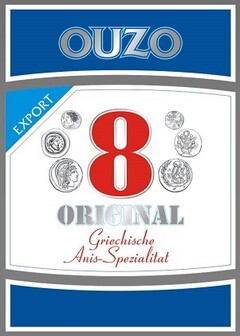 OUZO 8 ORIGINAL Griechische Anis Spezialitat EXPORT