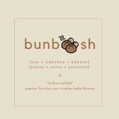 bunboosh [ bun + bábuška + bābūsh ] [ panino + nonna + pantofola ] " la bun - tofola " panino farcito con ricette della Nonna