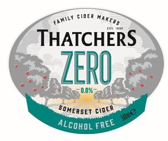 FAMILY CIDER MAKERS EST 1904 THATCHERS ZERO SOMERSET CIDER ALCOHOL FREE