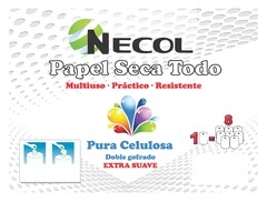 NECOL Papel Seca Todo Multiuso-Práctico-Resistente Pura celulosa Doble gofrado Extra Suave 1 = 8