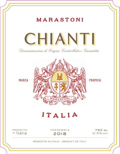 MARASTONI CHIANTI Denominazione di Origine Controllata e Garantita MARCA PROPRIA ITALIA