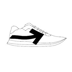 The trademark is a position mark consisting of an arrow placed on footwear. The outlines of the footwear are not part of the trademark, but serve only to indicate the position of the arrow.