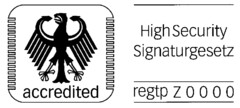 High Security Signaturgesetz regtp Z0000 accredited