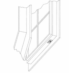 In einem Fenster- oder Türflügel ist unten eine Doppelrolle angeordnet, die im zugehörigen Fenster- oder Türrahmen das Fenster- oder Türgewicht abstützend aufrollt. Diese Doppelrolle ist ein Markenzeichen der Inhaberin und hier mit durchgehend gezeichneten Linien als Schutzobjekt gezeichnet. Eine grobe Position in einem denkbaren Anwendungsfall ist dadurch dargestellt, dass ein leicht aus einem Rahmen heraus geöffnetes Fenster gestrichelt dargestellt ist; zeichnerisch üblicher Schutzausschluss.