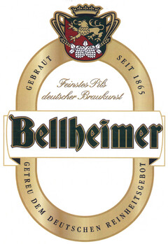 Bellheimer GEBRAUT SEIT 1865 GETREU DEM DEUTSCHEN REINHEITSGEBOT Feinstes Pils deutscher Braukunst