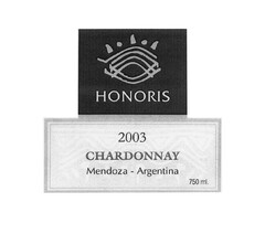 HONORIS 2003 CHARDONNAY Mendoza - Argentina 750 ml.