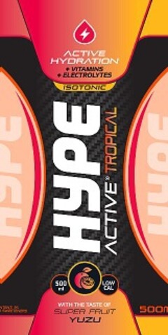 HYPE ACTIVE TROPICAL ACTIVE HYDRATION +VITAMINS +ELECTROLYTES