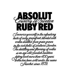 ABSOLUT RUBY RED Country of Sweden