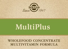 SOLGAR Since 1947 MultiPlus WHOLEFOOD CONCENTRATE MULTIVITAMIN FORMULA