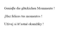 Genieβe die gluckichen Mommente !  Haz felices tus momentos ! Uzivej si st’astne okamziky !